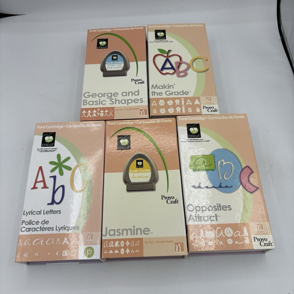 Provo Craft Cricut Font Cartridges Keyboards & Manuals Lot of‎ 5 Not Linked